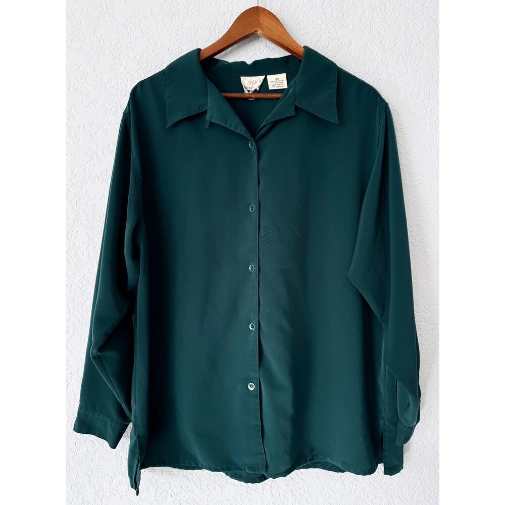 TR Bently Plus Emerald Green Long Sleeve Button Up Blouse Size 18w